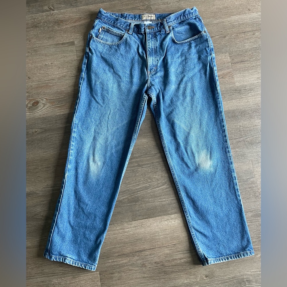 LL Bean Natural Fit Jeans Mens 36x29 Denim Straight Leg 100% Cotton 104731 Blue